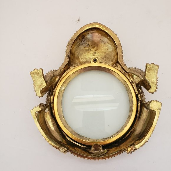 Vintage Jeweled Metal Frog Magnifying Glass Paperweight - Picture 6 of 8